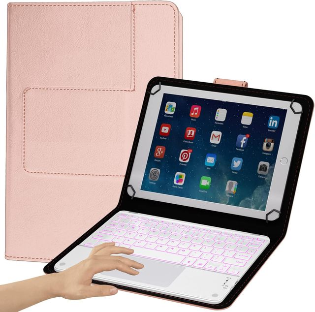 Laudtec TouchPad Keyboard case for 9",9.7",10.1",10.2",10.5",10.9",11",Tablets,2-in-1 BT Wireless Keyboard with Touchpad