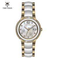 TIME TOKEN Bracelet en céramique Dames Montres Marques De Luxe Femmes Diamant Montre Rose Montres À Quartz Lumineux Reloj Para Dama