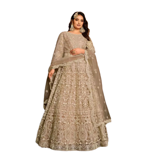 Lehenga Choli/Salwar Kameez pour femmes, pour tenue de soirée, avec broderie lourde et sequins, séchage rapide, coupe ample - Product Image 1