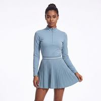 Ensemble de tenue de tennis pour femmes, style Old Money, avec logo personnalisé, haut polo à manches longues et jupe plissée, vêtements de sport pour femmes