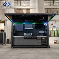 Ensemble de barbecue de jardin moderne résistant aux intempéries avec évier intégré, réfrigérateur et hotte aspirante en acier inoxydable, cuisine extérieure modulaire