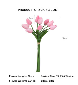 AM-AFC02 Elegante Ramo de Tulipanes Rosas con Tallos Verdes - Tulipanes Artificiales Realistas con Centros Amarillos Brillantes, Duraderos, para el Día de la Madre, Navidad - Product Image 6