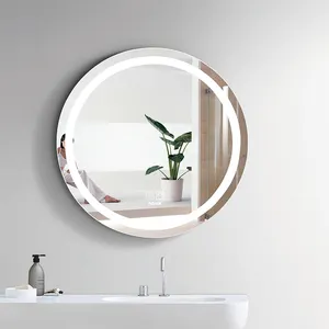 Dokunmatik ekran ayna büyük ışıklı makyaj yuvarlak banyo daire Vanity işık akıllı LED ayna ile toptan fiyat