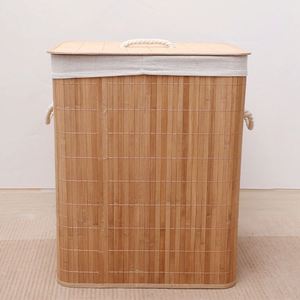Cesto de Ropa Sucia Plegable de Bambú con Anillo de Hierro, Cesto para Guardar Ropa Sucia - Product Image 3
