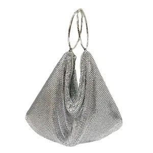 Nieuwe Mode Grote Capaciteit Damestas Zomer Handtassen Aluminium Pailletten Tas Bling Bling Prom Clutch Tassen Met Lus Handvat