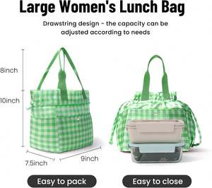 Bolsa de Almuerzo Personalizada Color Caramelo, Bolsa Térmica Portátil, Bolsa de Almuerzo Aislada Reutilizable de Alta Calidad con Cordón - Product Image 5