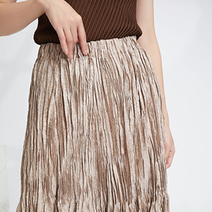 Abbigliamento moda donna di <span class=keywords><strong>alta</strong></span> qualità elegante <span class=keywords><strong>vita</strong></span> <span class=keywords><strong>alta</strong></span> 100% poliestere gonna lunga <span class=keywords><strong>a</strong></span> pieghe gonna lunga stile Casual - Product Image 4