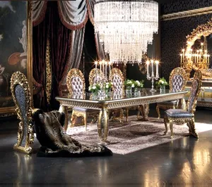 OE-FASHION custom Francese Dell'annata Naturale In Legno di Quercia intagliato piazza superiore di <span class=keywords><strong>vetro</strong></span> Tavolo Da Pranzo e sedie mobili per la casa - Product Image 1