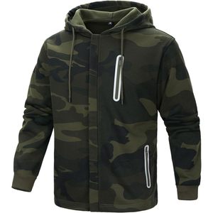 <b>Men's</b> Camouflage Zip Up Hoodie Fleece <b>Sweatshirt</b> With Pocket Regular Fit Casual Wear - Product Image 1