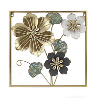 Seni Dinding Logam Ginkgo Floral Multi Warna, Patung Dinding Daun Bunga Besi untuk Dekorasi Dinding Ruang Tamu