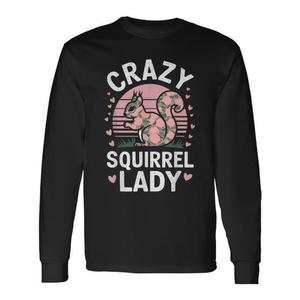 T-shirt a maniche lunghe Crazy Squirrel Lady con design per amanti degli animali, vestibilità unisex - Product Image 1