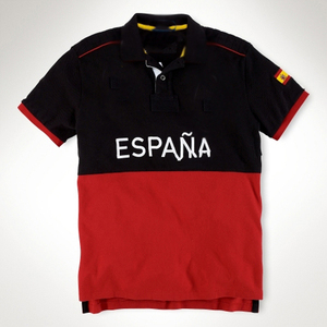 Polo pour hommes en gros, 100% coton, broderie 3D, style décontracté, colorblock, motif multi-panneaux, polo de course uni - Product Image 2