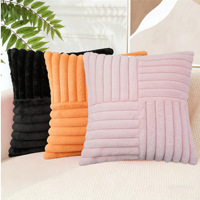 Housse de coussin de canapé en fourrure de lapin rayée, patchwork carré uni, transfrontalière, pour décoration de chevet