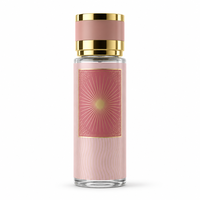 Flacon de parfum vide personnalisé en verre 250 ml, design rond blanc et or style arabe, flacon pulvérisateur atomiseur de luxe rechargeable en gros