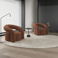 Fauteuil de loisirs incurvé en tissu bouclé velours, design italien moderne, doux et portable, pour salle à manger, maison, villa, appartement, salon