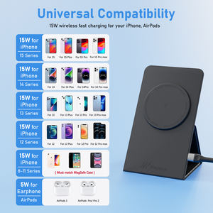 Vente en gros Mezone 15W chargeurs magnétiques sans fil Offre Spéciale téléphone portable chargeur rapide avec support pliant - Product Image 5