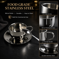 Ensemble de Tasses à Café Personnalisées en Gros avec Soucoupe en Acier Inoxydable 304 Style Coréen pour Cadeaux Promotionnels pour Cafés, Hôtels, Bureaux et Entreprises