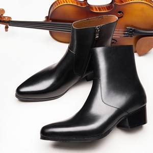 Botas de Cuero de Hombre con Punta Puntiaguda y Caña Alta, Cómodas, 2026, Nuevas Botas de Tobillo de Cuero Genuino, Calzado de Tacón Alto a la Moda - Product Image 3