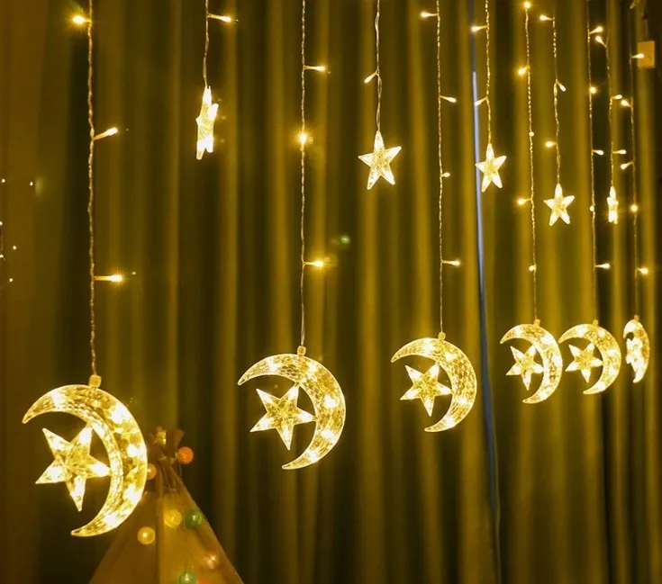 Star / Moon / heart / snowflake / lamp string LED Christmas day lights Curtain decoration lantern string 110V 220V