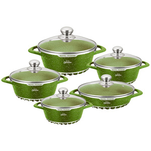 Royal Dessini 10pcs Non-Stick Cookware Set Maifan Stone Aluminum <b>Pot</b> Pan Kitchen Utensils With Lid Oven Safe - Product Image 2