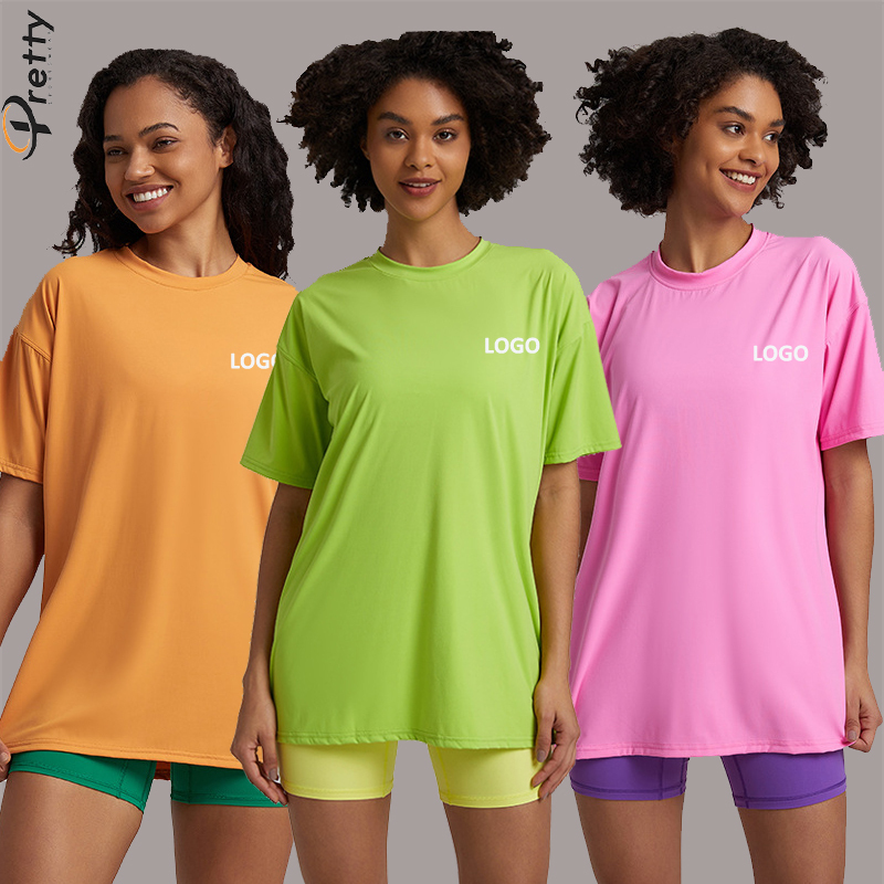 2024 Spring and Summer Women's Super Cloud Breathable Short Sleeves Yoga Tops Round Neck Oversized Workout Fitness T-shirts