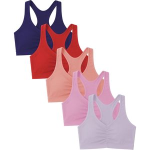 Sujetador Deportivo FOXA para Mujer, de Algodón y Elastano, Estilo Racerback, Elástico en 4 Direcciones, para Entrenamiento y Fitness, Paquete Múltiple - Product Image 1