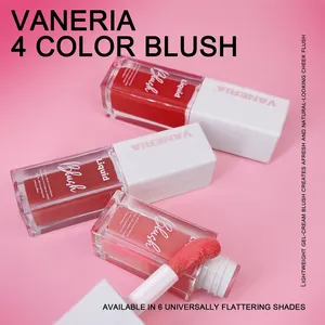 Vaneria Liquid Blush Face Make-Up Natuurlijk Ogende Lichtgewicht Langdragende 4 Kleuren Wangtint Blusher Make-Up