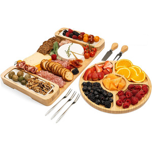 Juego de Platos de Bambú para Delicatessen, un Gran Tablero de Quesos de Bambú, Juego de Regalo Equipado con Platos, Utensilios y Artículos de Servicio para Exhibir Carnes - Product Image 1