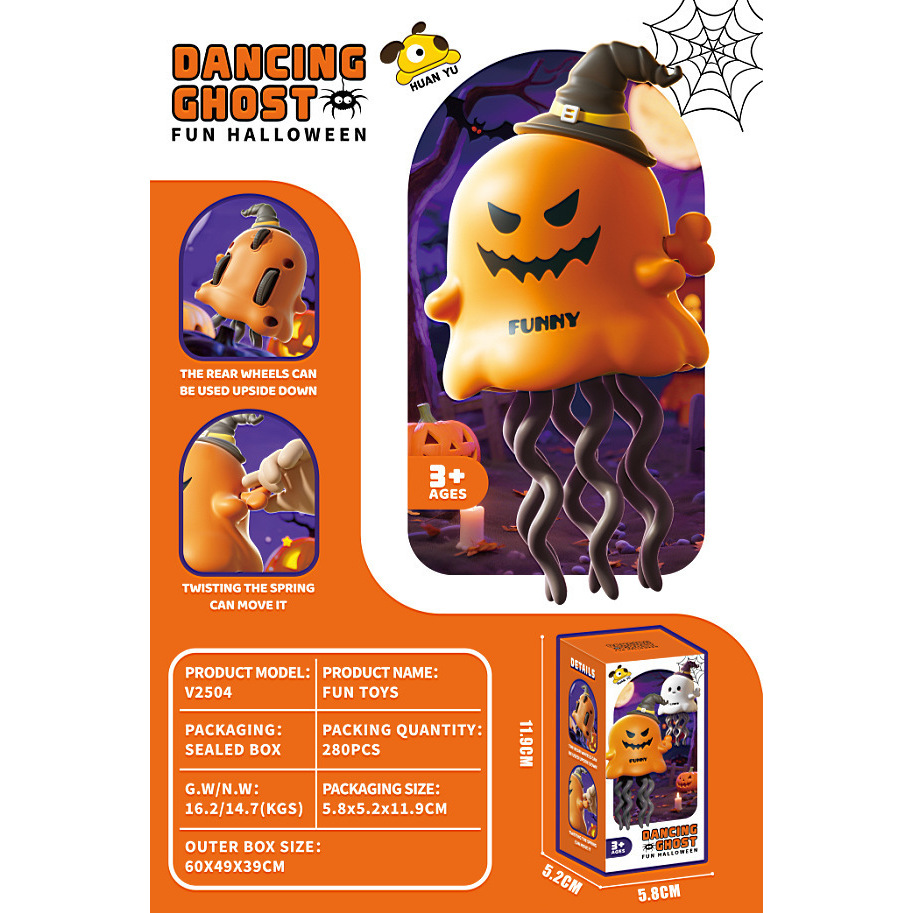 Caja de color de muñeca con cabeza de calabaza bailando