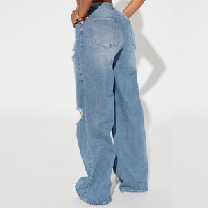 Jeans de Pierna Recta para Mujer, Personalizables OEM, Nueva Colección en Oferta, Transpirables, Estilo Casual de Verano - Product Image 3