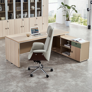 Ensemble de <span class=keywords><strong>bureau</strong></span> et chaise de direction en bois moderne avec armoire de rangement - Conception ergonomique durable pour la maison/le <span class=keywords><strong>bureau</strong></span> - Product Image 2