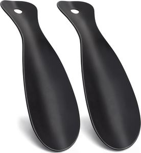 Chausse-pied en métal noir mat personnalisé de 7.5 pouces avec accessoire en acier inoxydable avec logo - Product Image 1