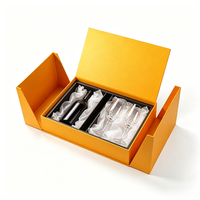 Boîte cadeau de luxe recyclable et écologique à double porte avec estampage à chaud doré personnalisé et finition effet délavé, emballage sur mesure