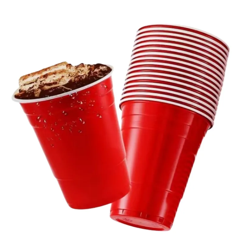 Vaso de plástico al por mayor personalizado PP plástico rojo reutilizable Pp esmerilado estadio taza fiesta tazas con logotipo reutilizable desechable para fiesta