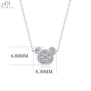 Collier pendentif tête d'ours mignon en or massif 18 carats avec diamant naturel, bijou fin, cadeau de Saint-Valentin pour filles, vente chaude - Product Image 2
