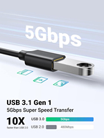 Cable OTG Tipo C Macho a USB 3.0 Hembra de 5 Gbps Compatible con iPhone 17 Pro, MacBook, iPad Mini Pro, Samsung Galaxy, Google Pixel