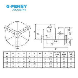 SANOU-mandril de 3 mordazas de 160mm, mandril autocentrado para fresado de grabado <span class=keywords><strong>cnc</strong></span> K11, torno de mandril de 3 mordazas - Product Image 2