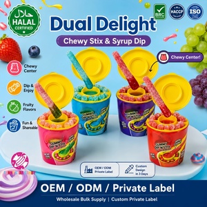 Bonbons gélifiés Halal certifiés en gros, personnalisés, Juicy Drop Gummy Dip N Stix, bâtonnets de bonbons gélifiés au gel aigre à tremper, OEM ODM Marque Privée - Product Image 1