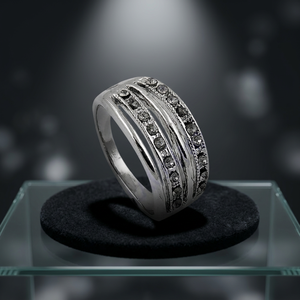 Bague géométrique pour femme en argent 925 style Art Palace, ornée de zircons cubiques, bijou tendance pour occasions hindoues - Product Image 3