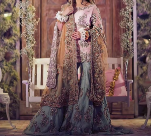 Lehenga Choli en Acétate Brodé 3D Zardozi Lourd - Tenue de Mariage Indienne et Pakistanaise de Créateur 2019 avec Couleur Personnalisée - Product Image 2