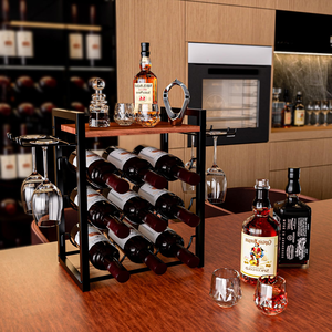 Custom Modern Home Corner Kitchen Cabinet Luxury Countertop Wooden Metal Bar Stackable Wine Glass <b>Bottle</b> <b>Storage</b> <b>Rack</b> Holder - Product Image 4