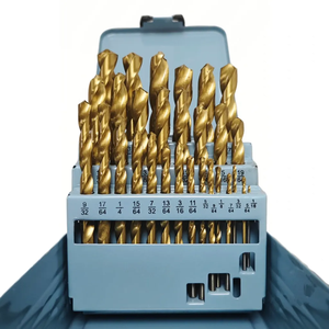 29pcs高速钢钻头组，用于混凝土英寸尺寸高速钢在金属盒中完全研磨，用于钻孔和合适的施工工具 - Product Image 1