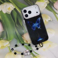 Étui de téléphone portable antichoc TPU+PC style Ins avec chaîne pour 11/12/13/14/15/16/17 Pro Max pour Samsung S23U/S24U/S25U/S26U