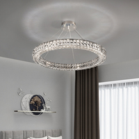 Lustre en cristal de luxe léger, style postmoderne, hauteur réglable, ampoules néon, lampe pour salon et salle à manger, chambre de villa