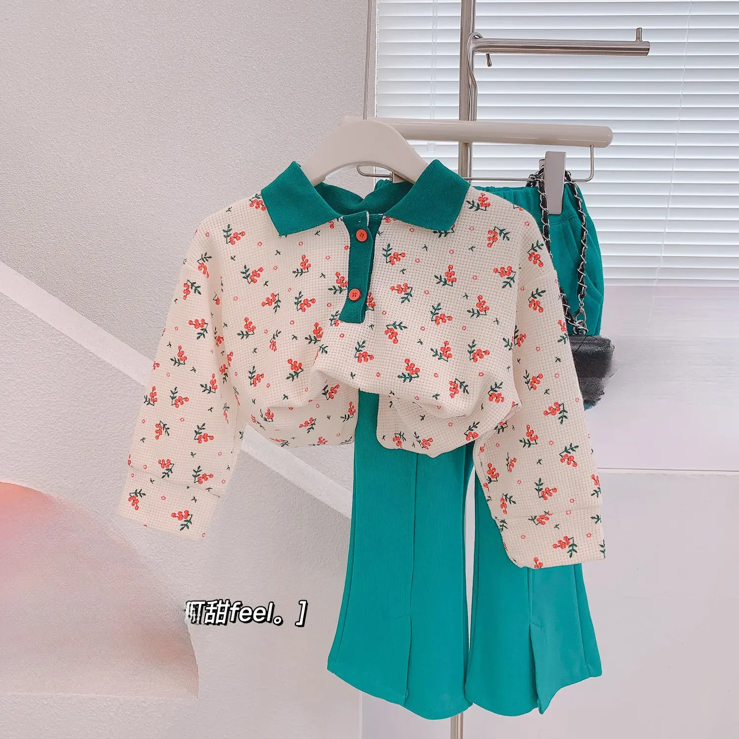 Conjuntos de ropa de primavera y otoño para niños, Top y pantalones con flores dulces, 2 uds.