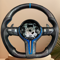 Volant en carbone véritable avec palettes de changement de vitesse et accent bleu pour BMW F20 F30 F31 F32 F36 F80 M3 F10 M5 F82 M4 F26 X1 F16 X6