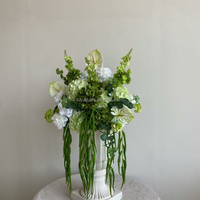 Columna de Flores Artificiales de Rosas de Seda Verde Borgoña, Pilar Romano para Pasillo de Boda, Soporte Floral para Ceremonias al Aire Libre, Decoración de Fondo