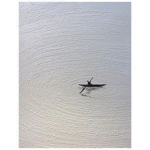 Abstract Oil <b>Painting</b> Small Boat Minimalist Texture Hand Painted <b>For</b> Living Room Entryway Hallway Decor - Product Image 5