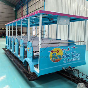 Trenino Elettrico Turistico Senza Binari Buyee BY-LTT58 da 58 Posti, 20km/<span class=keywords><strong>h</strong></span>, per Parchi Divertimento e Centri Commerciali, in Acciaio - Product Image 3
