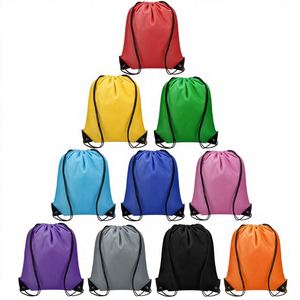 Solid Folding Medium Open Closure <b>Backpack</b> Bulk DIY Gym Sports Cinch Bag Polyester - Product Image 3